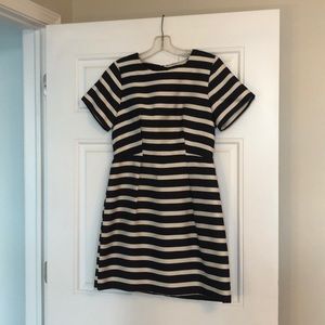 Striped navy and cream dress